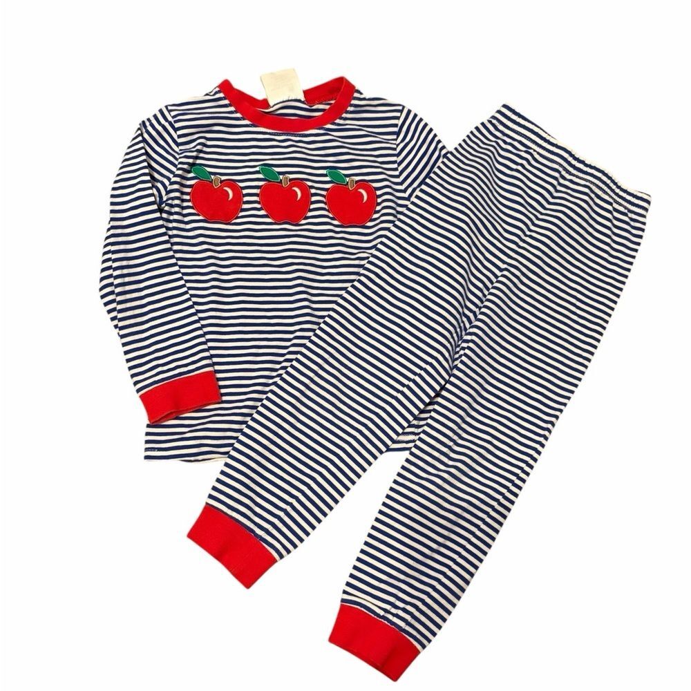 Navy Striped Apple Set Classic Whimsy- Size 6
